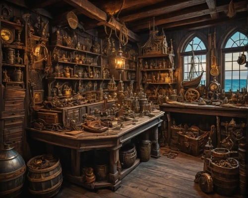 apothecary,candlemaker,potions,brandy shop,victorian kitchen,tinsmith,kitchen shop,potter's wheel,witch's house,gift shop,soap shop,dark cabinetry,shopkeeper,medieval architecture,merchant,treasure house,clockmaker,the kitchen,cabinetry,castle iron market,Photography,General,Fantasy