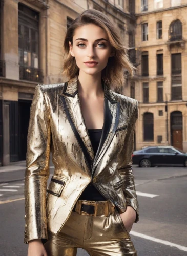 gold color,gold colored,metallic feel,bolero jacket,golden color,gold wall,sprint woman,woman in menswear,gold watch,metallic,black and gold,menswear for women,mary-gold,gold frame,women fashion,yellow-gold,femme fatale,female model,golden frame,gold glitter,Photography,Realistic