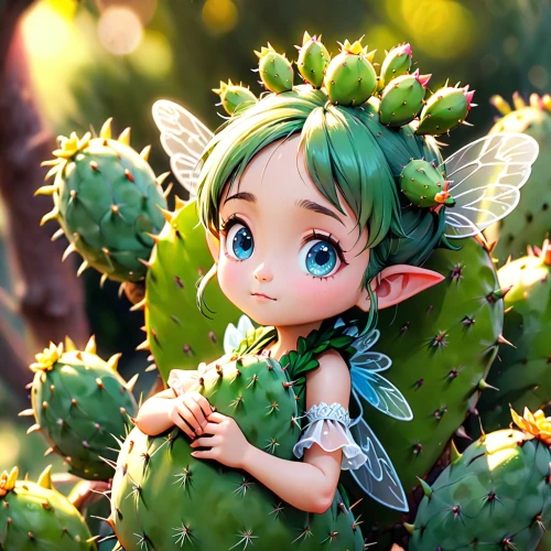 kawaii cactus,garden fairy,little girl fairy,child fairy,nopal,cactus,elf,moonlight cactus,baby elf,cactus digital background,cactus apples,fae,cacti,scandia gnome,fairy,flower fairy,3d fantasy,fantasy portrait,prickly,prickle,Anime,Anime,Cartoon
