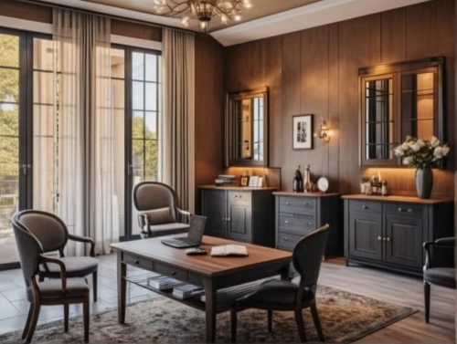 dark cabinetry,china cabinet,dark cabinets,breakfast room,kitchen & dining room table,dining room table,dining room,luxury home interior,danish room,interior design,dining table,cabinetry,contemporary decor,dressing table,modern decor,writing desk,interiors,brownstone,great room,cabinets,Photography,General,Realistic