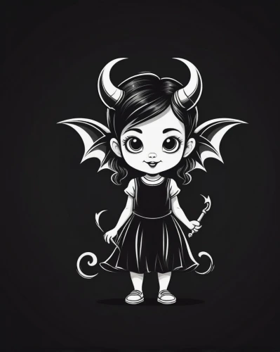 evil fairy,devil,lucifer,daemon,chibi girl,black angel,haunebu,imp,vax figure,halloween vector character,shinigami,goth,dark-type,devils,cherub,black dragon,goth woman,cute cartoon character,demon,mascot,Unique,Design,Logo Design