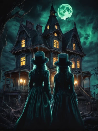 witch house,witch's house,ghost castle,haunted castle,halloween poster,the haunted house,halloween background,witches,haunted house,halloween and horror,halloween illustration,celebration of witches,halloween scene,victorian style,halloween ghosts,victorian,house silhouette,halloween wallpaper,halloween night,fantasy picture,Illustration,Realistic Fantasy,Realistic Fantasy 47