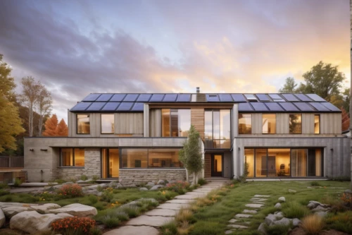 eco-construction,solar panels,smart house,slate roof,solar photovoltaic,solar modules,timber house,modern house,solar energy,energy efficiency,folding roof,solar panel,grass roof,smart home,solar batteries,roof panels,roof landscape,solar power,modern architecture,metal roof