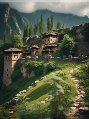 mountain village,alpine village,mountain settlement,house in mountains,villages,mountain huts,house in the mountains,lombardy,traditional village,knight village,alpine pastures,beta-himachalen,medieval town,green landscape,tuscan,mountainous landscape,alpine region,mountain scene,mountain landscape,stone houses,Photography,General,Cinematic