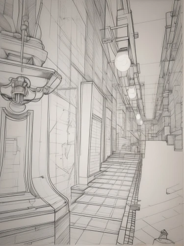 alleyway,mono-line line art,narrow street,alley,vanishing point,store fronts,backgrounds,wireframe,scribble lines,mono line art,game drawing,outlines,ghost town,old linden alley,wireframe graphics,panoramical,lineart,line draw,hallway space,passage,Design Sketch,Design Sketch,Pencil
