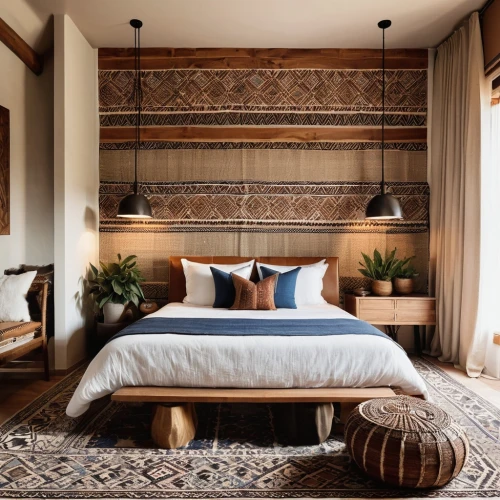 moroccan pattern,patterned wood decoration,boho,airbnb icon,four-poster,guest room,scandinavian style,boho art,boutique hotel,contemporary decor,canopy bed,modern decor,guestroom,ethnic design,bamboo curtain,cabana,decor,tapestry,wooden wall,geometric style,Photography,General,Realistic