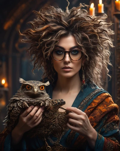reading owl,sorceress,librarian,fantasy portrait,photomanipulation,boobook owl,photo manipulation,owl-real,photoshop manipulation,fantasy picture,couple boy and girl owl,fantasy art,mystical portrait of a girl,reading glasses,shamanism,owl,the enchantress,girl in a historic way,fairy tale character,digital compositing,Photography,General,Fantasy