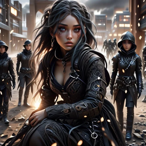 sci fiction illustration,cg artwork,assassin,game illustration,fantasy picture,assassins,katniss,fantasy art,fantasy portrait,dystopian,protectors,musketeers,rosa ' amber cover,game art,cyberpunk,renegade,background image,female warrior,full hd wallpaper,infiltrator