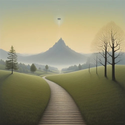 mountain scene,the mystical path,northen light,mountain road,pathway,mountain landscape,mountain sunrise,landscape background,the path,hiking path,mount scenery,rural landscape,high landscape,guiding light,mountainous landscape,mountain world,towards the top of man,landscapes,the way of nature,landscape,Art,Artistic Painting,Artistic Painting 48