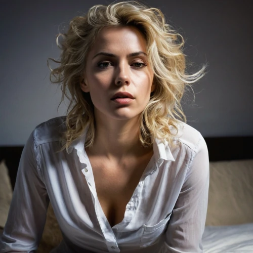 wallis day,blonde woman,white shirt,short blond hair,in a shirt,attractive woman,woman on bed,blonde woman reading a newspaper,woman portrait,british actress,femme fatale,girl in bed,pixie-bob,blonde girl,cool blonde,marina,celastrina,beautiful woman,female hollywood actress,rosa khutor,Conceptual Art,Fantasy,Fantasy 11