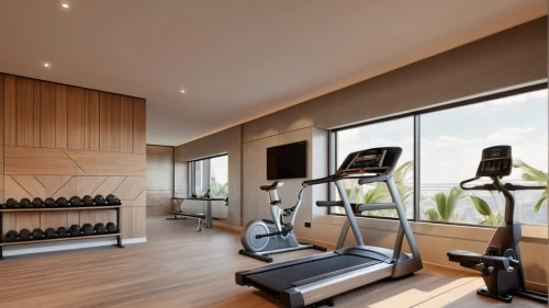 fitness room,fitness center,indoor cycling,indoor rower,leisure facility,exercise equipment,modern room,workout equipment,wellness,exercise machine,great room,recreation room,treadmill,elliptical trainer,interior modern design,home workout,contemporary decor,wood flooring,luxury home interior,fitness coach,Photography,General,Realistic