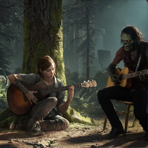 musicians,guardians of the galaxy,folk music,serenade,warrior and orc,twilight,bard,rock band,the guitar,sock and buskin,music instruments,music fantasy,elven forest,a fairy tale,the woods,romantic scene,forbidden love,the forest fell,acoustic,musical background