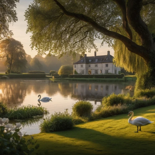 swan lake,dutch landscape,moated,netherlands,holland,white swan,idyllic,the netherlands,home landscape,autumn idyll,idyll,swan on the lake,cambridgeshire,polder,lilly pond,moated castle,swan,stately home,beautiful landscape,england,Photography,General,Natural