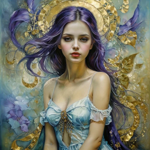 la violetta,faery,fantasy portrait,faerie,mystical portrait of a girl,fantasy art,fairy queen,golden lilac,lilac blossom,baroque angel,fae,libra,zodiac sign libra,blue enchantress,violet,wisteria,the lavender flower,bluebell,the enchantress,vanessa (butterfly)