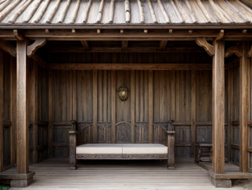 hanok,japanese-style room,ryokan,shinto shrine,japanese architecture,japanese shrine,wooden sauna,wooden roof,porch,wooden hut,wooden house,wooden door,korean folk village,timber house,chinese screen,asian architecture,wood structure,wooden beams,outdoor bench,garden shed