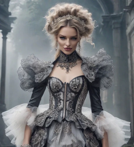 victorian lady,victorian style,gothic fashion,ball gown,victorian fashion,cinderella,bridal clothing,fairy tale character,the victorian era,the carnival of venice,white rose snow queen,fairy queen,bodice,frilly,bridal dress,corset,wedding dresses,rococo,steampunk,wedding gown,Photography,Realistic