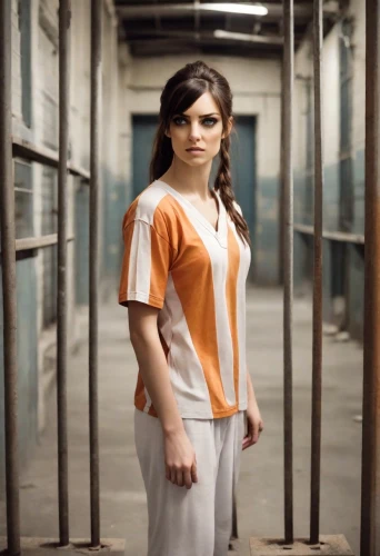 prisoner,prison,nurse uniform,orange robes,orange,chainlink,workhouse,murcott orange,a uniform,jumpsuit,telephone operator,female nurse,hollyoaks,clove,women's clothing,uniforms,school uniform,liberty cotton,television character,menswear for women,Photography,Natural