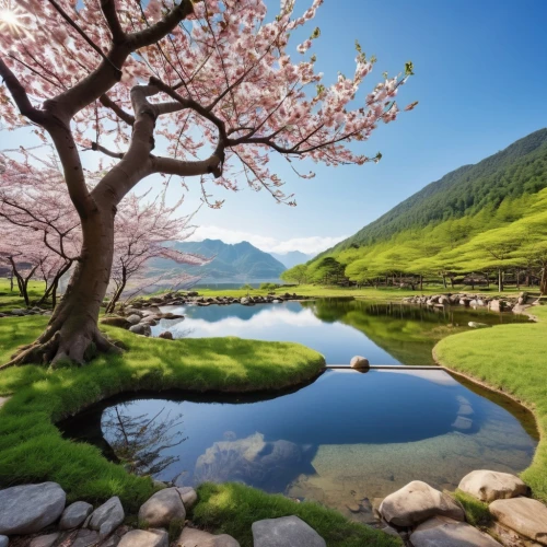 japanese cherry trees,japan landscape,landscape background,meadow landscape,japanese cherry blossoms,beautiful japan,spring in japan,beautiful landscape,springtime background,cherry blossom tree,cherry trees,mountain spring,japanese cherry blossom,japanese sakura background,spring background,the cherry blossoms,cherry blossom japanese,nature landscape,spring nature,japanese floral background,Photography,General,Realistic