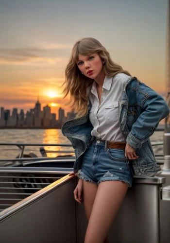 on the roof,on a yacht,denim,girl on the boat,rooftop,on the pier,top of the rock,roof top,cool blonde,jean shorts,the blonde photographer,jeans background,nyc,sunset,sunset glow,denim skirt,denim jacket,paris balcony,blonde woman,jean jacket,Common,Common,Photography
