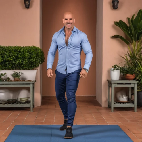 wellness coach,fitness coach,fitness professional,home workout,freestyle walking,aerobic exercise,personal trainer,yoga guy,uomo vitruviano,qi gong,yoga mats,majorelle blue,male model,masseur,step and repeat,fitness model,active pants,wellness,standing walking,fitness and figure competition