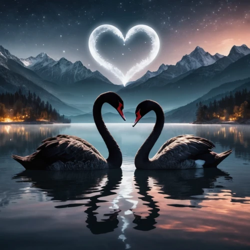 birds with heart,swans,canadian swans,trumpeter swans,swan on the lake,constellation swan,swan pair,swan lake,winged heart,heart icon,love symbol,heart background,a heart for animals,watery heart,swan,mourning swan,swan family,swan boat,nature love,two hearts,Photography,Artistic Photography,Artistic Photography 07