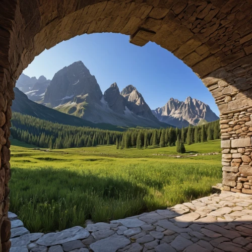 dolomites,south tyrol,the sesto dolomites,limestone arch,salt meadow landscape,dolomiti,pointed arch,east tyrol,alpine meadow,rock arch,stone oven,val gardena,alpine region,wall tunnel,three centered arch,tatra mountains,mountain meadow,south-tirol,western tatras,pyrenees,Photography,General,Realistic