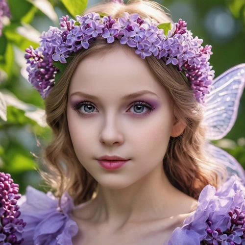 faery,butterfly lilac,faerie,flower fairy,lilac blossom,little girl fairy,lilac flower,fairy,garden fairy,lilac flowers,lilacs,fairy queen,common lilac,child fairy,violet head elf,fae,white lilac,beautiful girl with flowers,precious lilac,purple lilac,Photography,General,Realistic