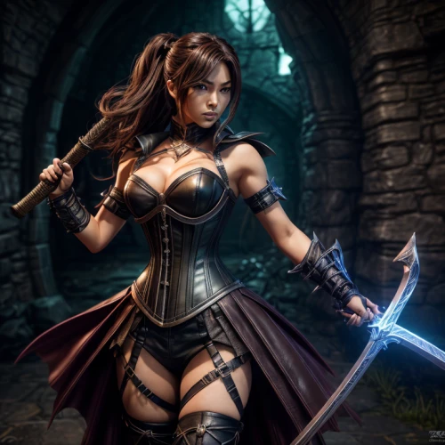 female warrior,swordswoman,massively multiplayer online role-playing game,huntress,dark elf,sorceress,warrior woman,fantasy woman,fantasy warrior,awesome arrow,the enchantress,fantasy art,fantasy picture,action-adventure game,heroic fantasy,hard woman,celtic queen,role playing game,game character,bow and arrows
