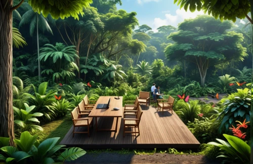 tropical jungle,tropical house,tropical island,garden of eden,rainforest,tropics,jungle,banana trees,cartoon video game background,greenforest,tropical animals,tropical bloom,tropical and subtropical coniferous forests,exotic plants,tropical greens,idyllic,garden of plants,rain forest,tropical birds,nature garden,Photography,General,Realistic