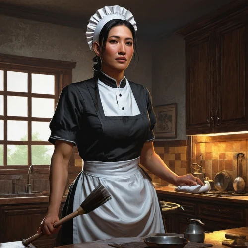 chef,girl in the kitchen,woman holding pie,maid,cooking book cover,housewife,chef's uniform,housekeeper,cleaning woman,laundress,men chef,cookery,milkmaid,nurse uniform,food and cooking,female nurse,knife kitchen,asian woman,cook,red cooking,Conceptual Art,Fantasy,Fantasy 16