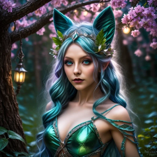 faerie,dryad,fantasy portrait,faery,fae,fantasy picture,fantasy art,elven flower,the enchantress,violet head elf,blue enchantress,fairy queen,elven,faun,elven forest,fairy forest,druid,fairy tale character,mermaid background,sorceress