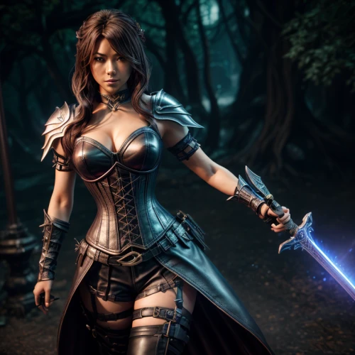 female warrior,swordswoman,massively multiplayer online role-playing game,sorceress,huntress,dark elf,the enchantress,fantasy warrior,warrior woman,fantasy woman,blue enchantress,digital compositing,heroic fantasy,awesome arrow,game character,full hd wallpaper,visual effect lighting,artemisia,cosplay image,fantasy art