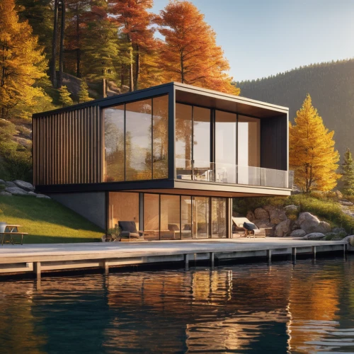 house by the water,house with lake,floating huts,summer house,houseboat,boat house,3d rendering,modern house,inverted cottage,summer cottage,cubic house,dunes house,house in the mountains,chalet,the cabin in the mountains,render,wooden house,luxury property,modern architecture,house in mountains,Photography,General,Commercial