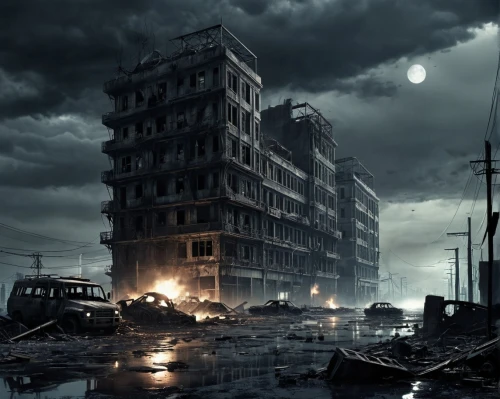 destroyed city,post-apocalyptic landscape,post apocalyptic,post-apocalypse,apocalyptic,gunkanjima,hashima,stalingrad,photo manipulation,black city,dystopian,photomanipulation,dystopia,apocalypse,ghost town,lostplace,photoshop manipulation,digital compositing,industrial landscape,desolation,Conceptual Art,Fantasy,Fantasy 33