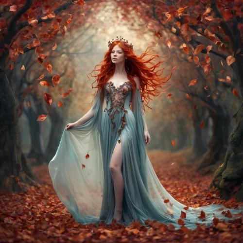 faerie,faery,dryad,fairy queen,fantasy picture,the enchantress,fantasy art,fairy tale character,sorceress,autumn background,mystical portrait of a girl,autumn idyll,enchanted forest,autumn theme,ballerina in the woods,fantasy woman,light of autumn,pumpkin autumn,fallen leaves,the autumn,Illustration,Realistic Fantasy,Realistic Fantasy 37