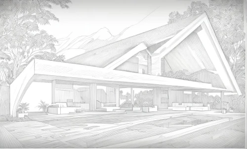 house drawing,mid century house,modern house,concept art,futuristic architecture,house shape,archidaily,frame house,modern architecture,mid century modern,dunes house,residential house,kirrarchitecture,school design,timber house,3d rendering,bungalow,folding roof,arq,architect,Design Sketch,Design Sketch,Character Sketch