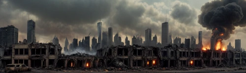 post-apocalyptic landscape,destroyed city,post-apocalypse,apocalyptic,post apocalyptic,doomsday,environmental destruction,apocalypse,war zone,scorched earth,end of the world,stalingrad,explosion destroy,the end of the world,destruction,destroy,city in flames,armageddon,the conflagration,burning earth