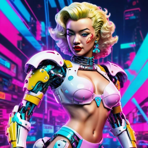 cyberpunk,cyber,neon body painting,cybernetics,cyborg,retro woman,retro girl,nova,vector girl,cyberspace,symetra,digiart,electro,mech,ai,marylyn monroe - female,scifi,rockabella,game art,cg artwork,Conceptual Art,Sci-Fi,Sci-Fi 28