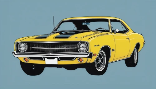 muscle car cartoon,lotus cortina,illustration of a car,opel record coupe,yellow car,dodge ram rumble bee,opel record p1,dodge dart,ford fairlane,ford lightning,chevrolet el camino,ford falcon,opel record,opel captain,matchbox car,chevrolet corvair,chevrolet bel air,ford falcon gt,mercury cyclone,studebaker lark,Illustration,Vector,Vector 14