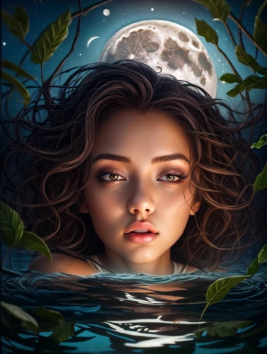 water nymph,world digital painting,fantasy portrait,mystical portrait of a girl,underwater background,girl on the river,the night of kupala,mermaid background,siren,fantasy picture,rusalka,under the water,fantasy art,sci fiction illustration,submerged,digital art,digital painting,rosa ' amber cover,moana,in water