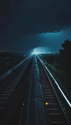 night highway,highway lights,highway,light trail,the road,road to nowhere,thunderstorm,light track,rail road,light trails,headlights,through-freight train,ominous,railroad,crossing the highway,amtrak,lightning storm,roads,railway track,autobahn,Photography,Documentary Photography,Documentary Photography 08