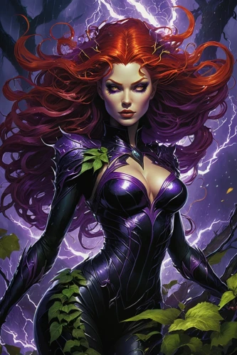 poison ivy,starfire,medusa,medusa gorgon,background ivy,the enchantress,ivy,patrol,deadly nightshade,fantasy woman,black widow,sorceress,scarlet witch,la violetta,fae,evil woman,widow flower,purple,rusalka,wall,Illustration,Realistic Fantasy,Realistic Fantasy 04