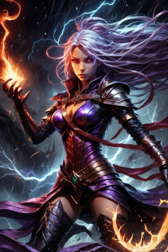 fire background,elza,monsoon banner,medusa,sorceress,dark elf,show off aurora,venera,dodge warlock,medusa gorgon,cg artwork,fire siren,zodiac sign libra,lightning,flame spirit,female warrior,violet,fiery,wall,fire angel