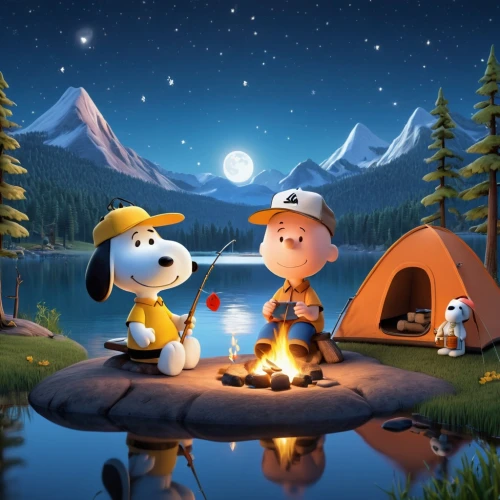 campfire,camping,campfires,camp fire,camping tipi,campers,s'more,campsite,camping car,tent camping,snoopy,camping equipment,camping gear,night scene,camping tents,campground,romantic night,tourist camp,peanuts,glamping,Unique,3D,3D Character