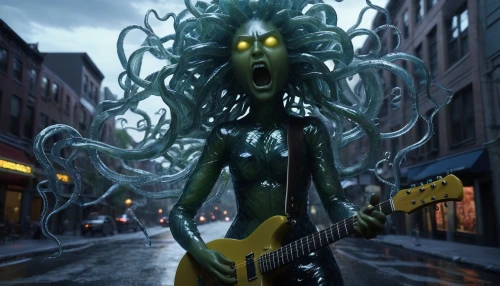 medusa gorgon,medusa,gorgon,cuthulu,voodoo woman,octobass,siren,minions guitar,guitar player,street musician,thrash metal,tentacles,guitar head,kraken,musician,neptune,electro,electric guitar,calamari,tentacle,Photography,Artistic Photography,Artistic Photography 11