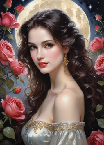 wild roses,romantic portrait,wild rose,yellow rose background,fantasy art,moonflower,blue moon rose,fantasy portrait,romantic rose,scent of roses,horoscope libra,rosa,secret garden of venus,rosa 'the fairy,with roses,way of the roses,zodiac sign libra,comely,fairy tale character,mystical portrait of a girl,Illustration,Realistic Fantasy,Realistic Fantasy 16