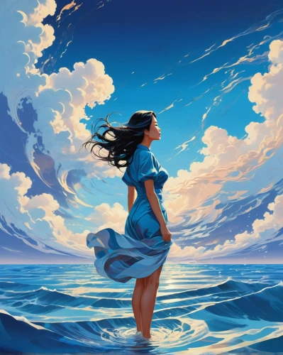 the wind from the sea,sea breeze,blue hawaii,ocean,the sea maid,little girl in wind,wind wave,ocean background,blue waters,moana,ocean blue,sea,the endless sea,ocean waves,at sea,exploration of the sea,sea fantasy,sea landscape,adrift,blue painting,Illustration,Vector,Vector 07