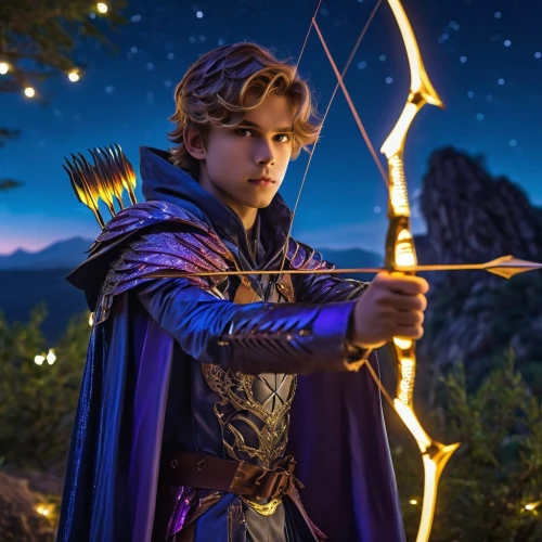 valerian,monsoon banner,sagittarius,merlin,male elf,quarterstaff,bow and arrows,fantasy picture,king arthur,wand gold,bows and arrows,htt pléthore,leo,zodiac sign libra,alexander,fantasy warrior,cosplay image,awesome arrow,visual effect lighting,magical,Photography,General,Realistic