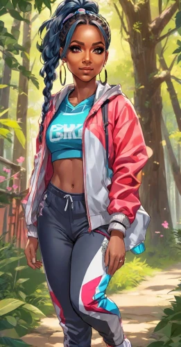 digital painting,tracksuit,portrait background,world digital painting,maria bayo,game illustration,female runner,rosa ' amber cover,cg artwork,spring background,sporty,summer background,game art,sports girl,bandana background,fashionable girl,hand digital painting,kosmea,digital illustration,springtime background,Digital Art,Anime