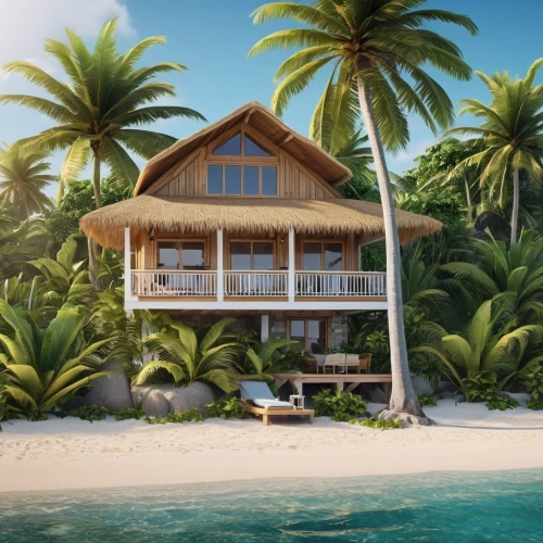 tropical house,holiday villa,fiji,seychelles,over water bungalow,idyllic,maldives mvr,cabana,tropical island,maldives,island suspended,tahiti,floating huts,tropical beach,beach house,summer cottage,house by the water,coconut palms,maldive islands,coconut tree,Photography,General,Realistic